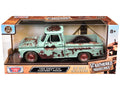 1966 Chevrolet C10 Fleetside Pickup Truck Light Green (Rusted) "Weathered Treasures" Series 1/24 Diecast Model Car by Motormax-0