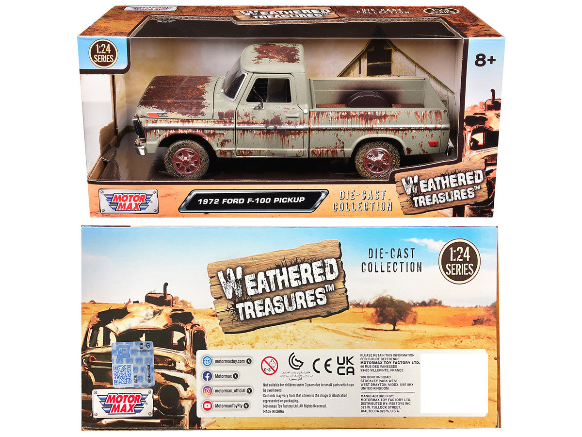 1972 Ford F-100 Pickup Truck Beige (Rusted) "Weathered Treasures" Series 1/24 Diecast Model Car by Motormax-2