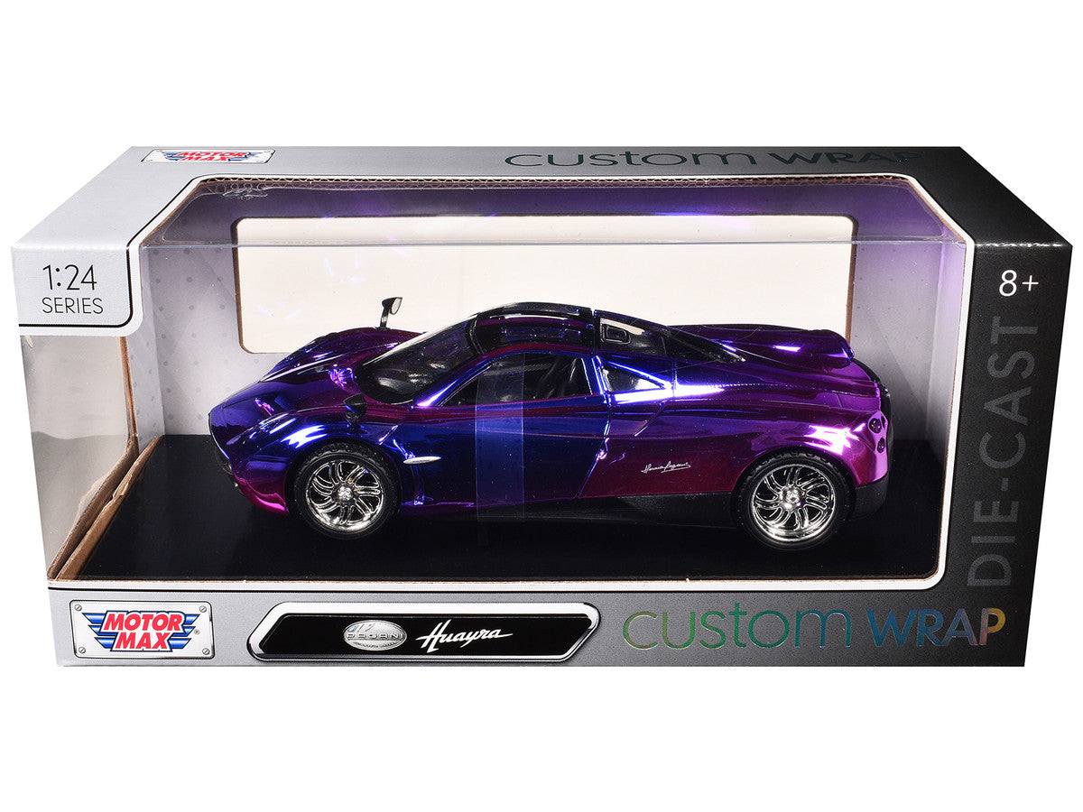Pagani Huayra Pink and Purple Chrome "Custom Wrap" Series 1/24 Diecast Model Car by Motormax-2