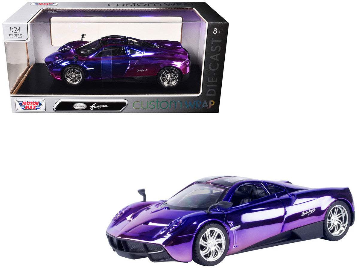 Pagani Huayra Pink and Purple Chrome "Custom Wrap" Series 1/24 Diecast Model Car by Motormax-0
