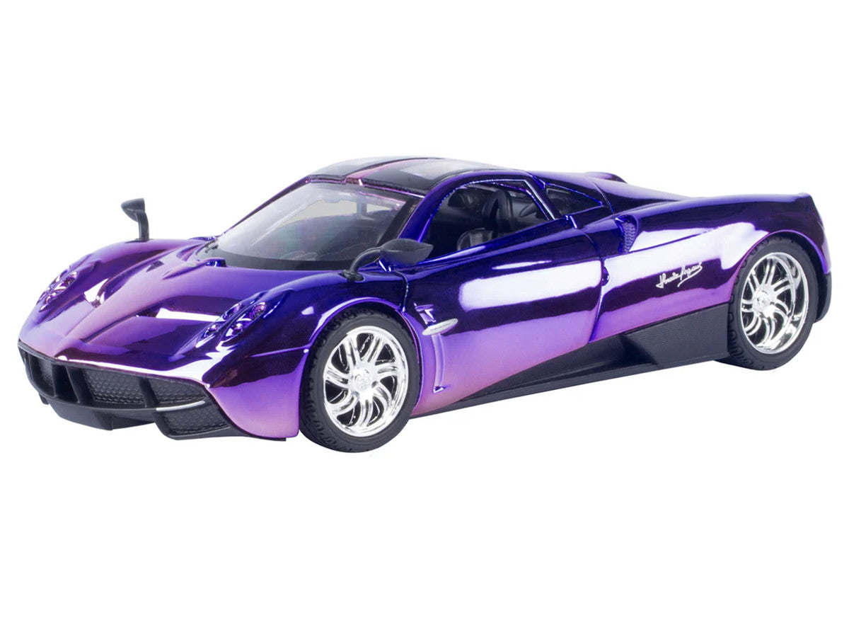 Pagani Huayra Pink and Purple Chrome "Custom Wrap" Series 1/24 Diecast Model Car by Motormax-1