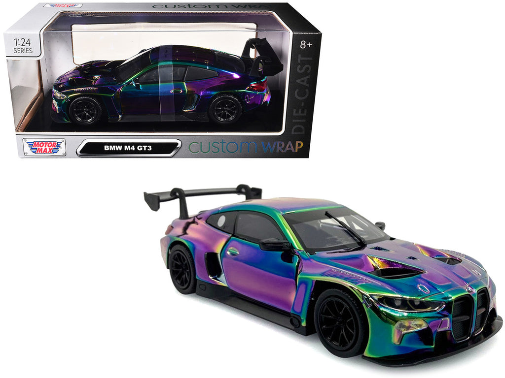 BMW M4 GT3 Chameleon Chrome "Custom Wrap" Series 1/24 Diecast Model Car by Motormax-4