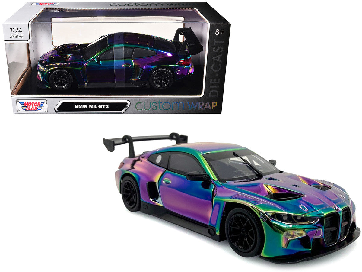 BMW M4 GT3 Chameleon Chrome "Custom Wrap" Series 1/24 Diecast Model Car by Motormax-4