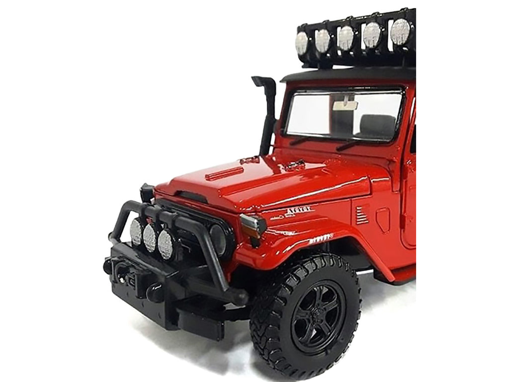 Toyota FJ40 Land Cruiser Red "4x4 Overlanders" Series 1/24 Diecast Model Car by Motormax-1