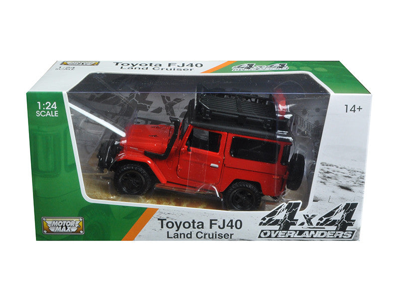 Toyota FJ40 Land Cruiser Red "4x4 Overlanders" Series 1/24 Diecast Model Car by Motormax-0