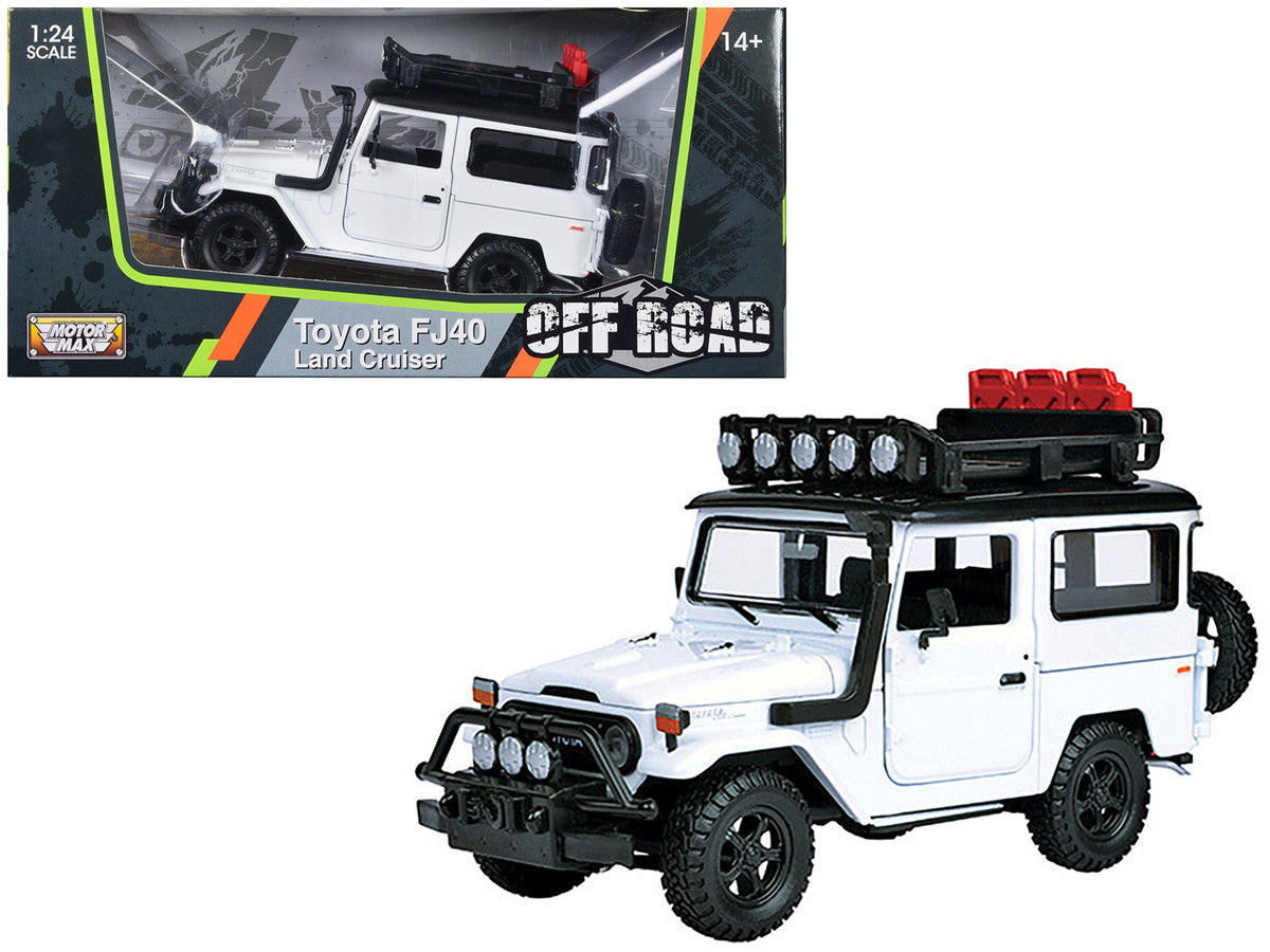 Toyota FJ40 Land Cruiser White "4x4 Overlanders" Series 1/24 Diecast Model Car by Motormax-0
