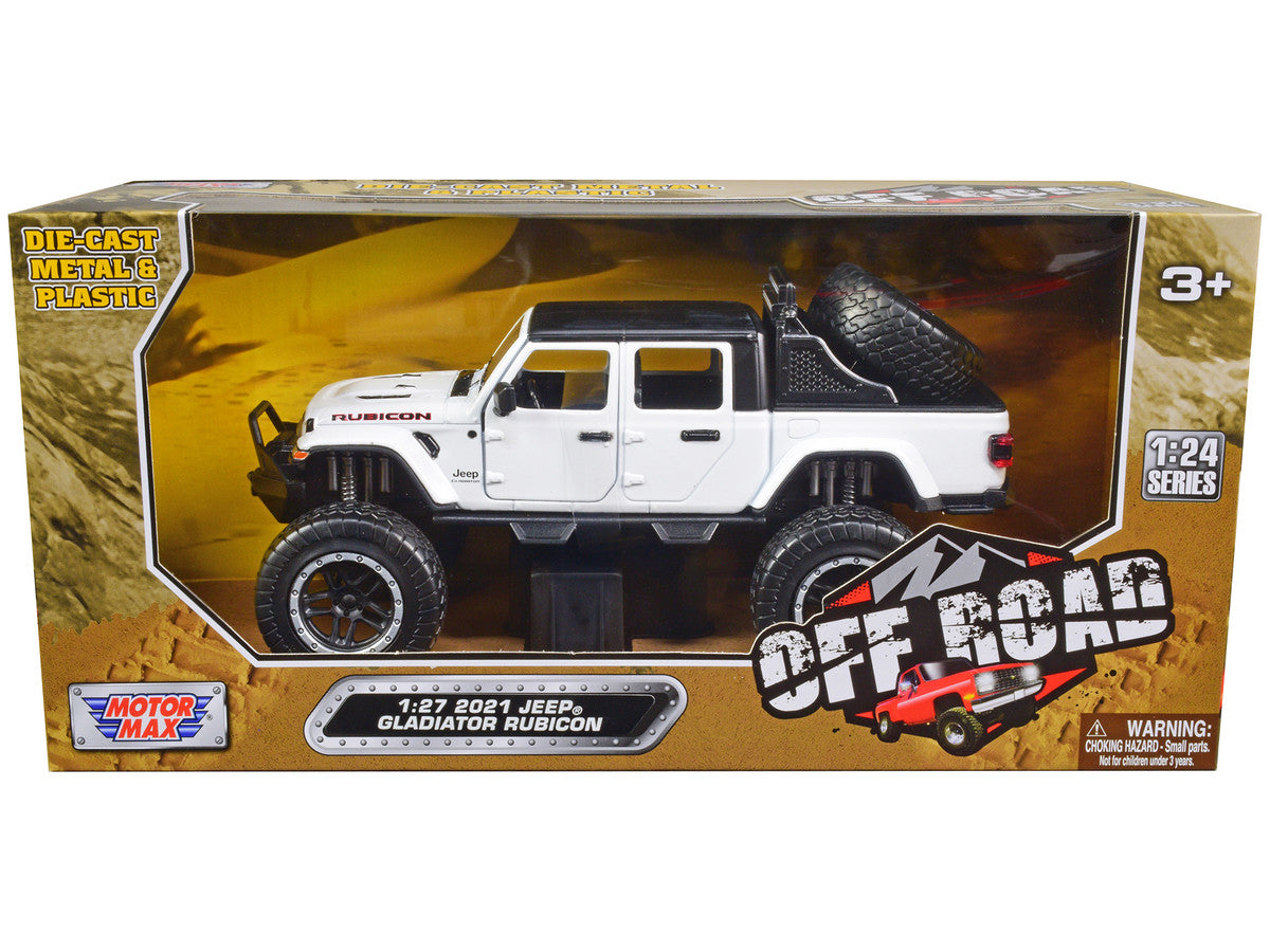 2021 Jeep Gladiator Rubicon Off-Road Pickup Truck White with Black Top "Off Road" Series 1/24-1/27 Diecast Model Car by Motormax-0