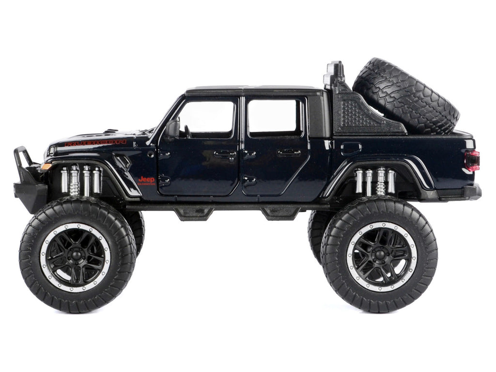 2021 Jeep Gladiator Rubicon Off-Road Pickup Truck Black with Matt Black Top "Off Road" Series 1/24-1/27 Diecast Model Car by Motormax-1