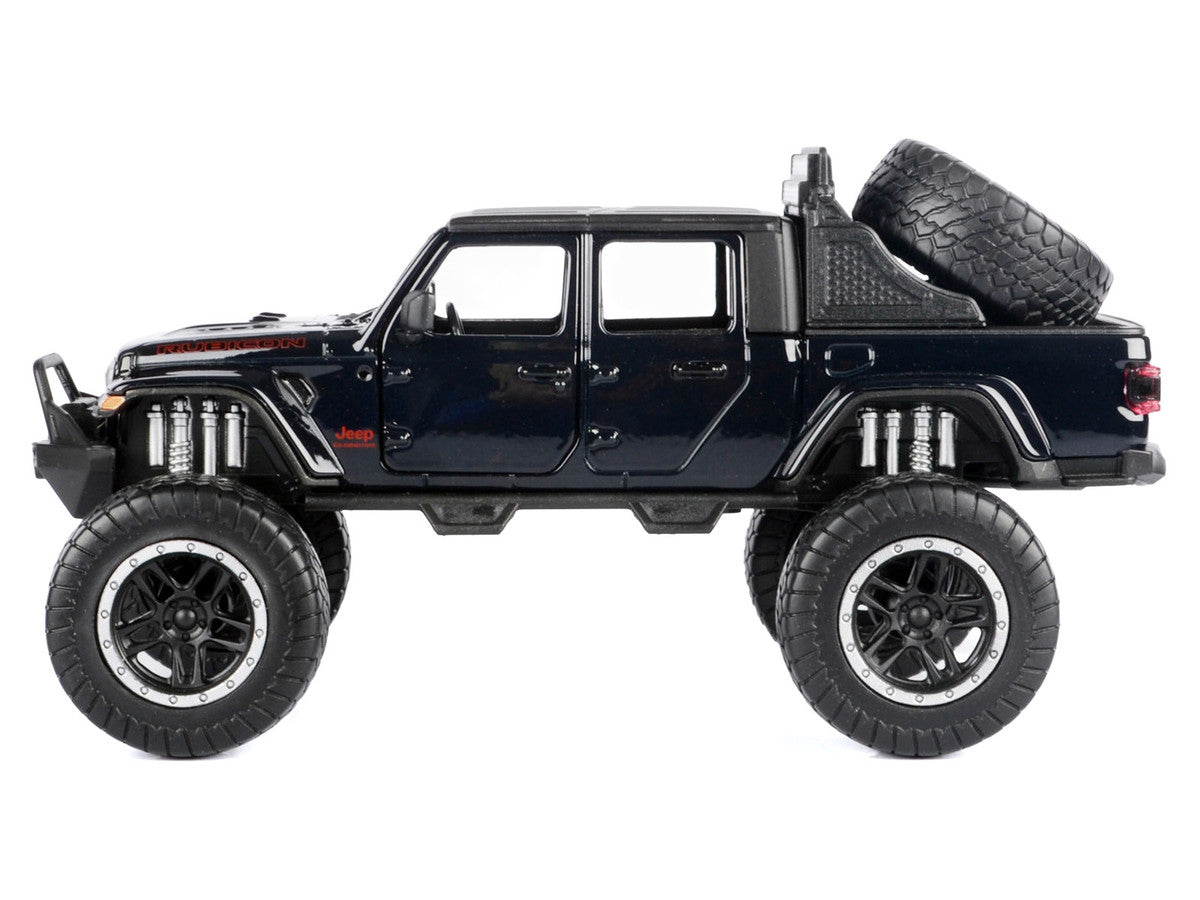 2021 Jeep Gladiator Rubicon Off-Road Pickup Truck Black with Matt Black Top "Off Road" Series 1/24-1/27 Diecast Model Car by Motormax-1