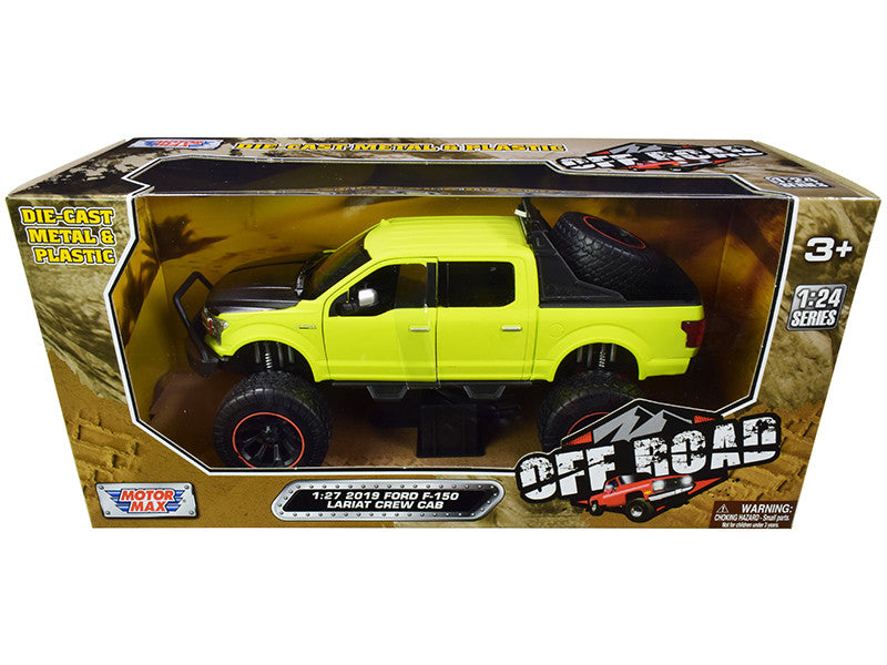 2019 Ford F-150 Lariat Crew Cab Pickup Truck Off Road Bright Green 1/24-1/27 Diecast Model Car by Motormax-0