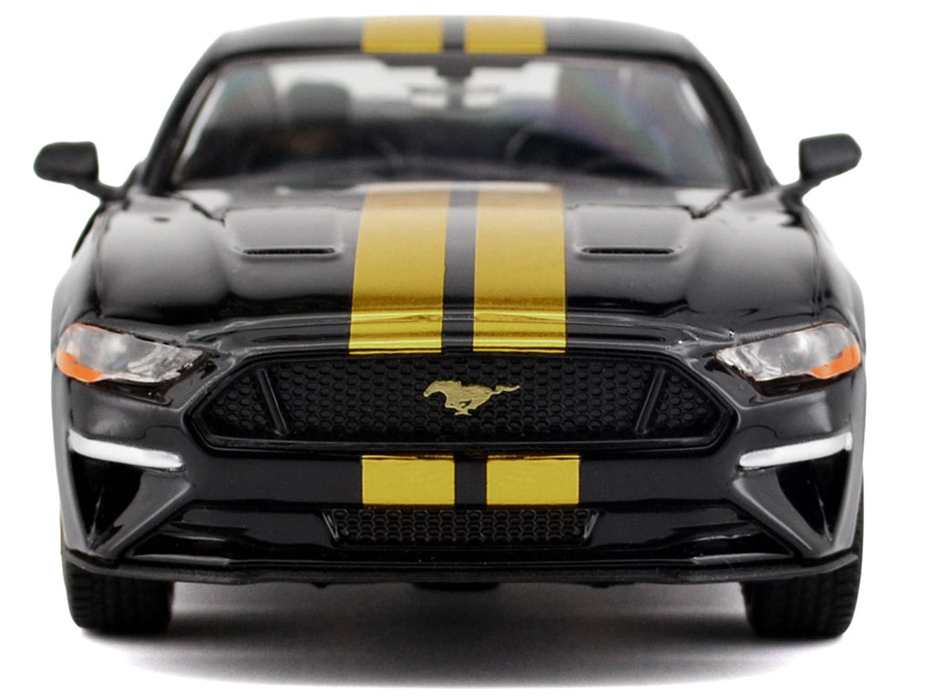 2018 Ford Mustang GT 5.0 Black with Gold Stripes and Graphics "Midnight Eclipse" Series 1/24 Diecast Model Car by Motormax-3