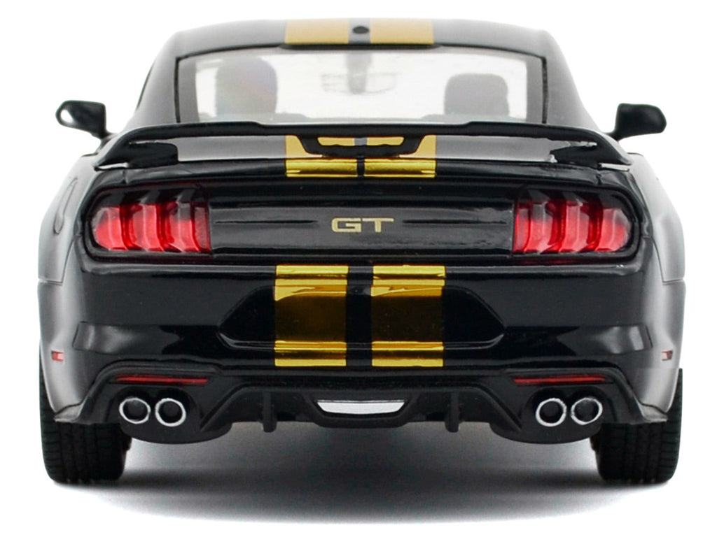 2018 Ford Mustang GT 5.0 Black with Gold Stripes and Graphics "Midnight Eclipse" Series 1/24 Diecast Model Car by Motormax-2
