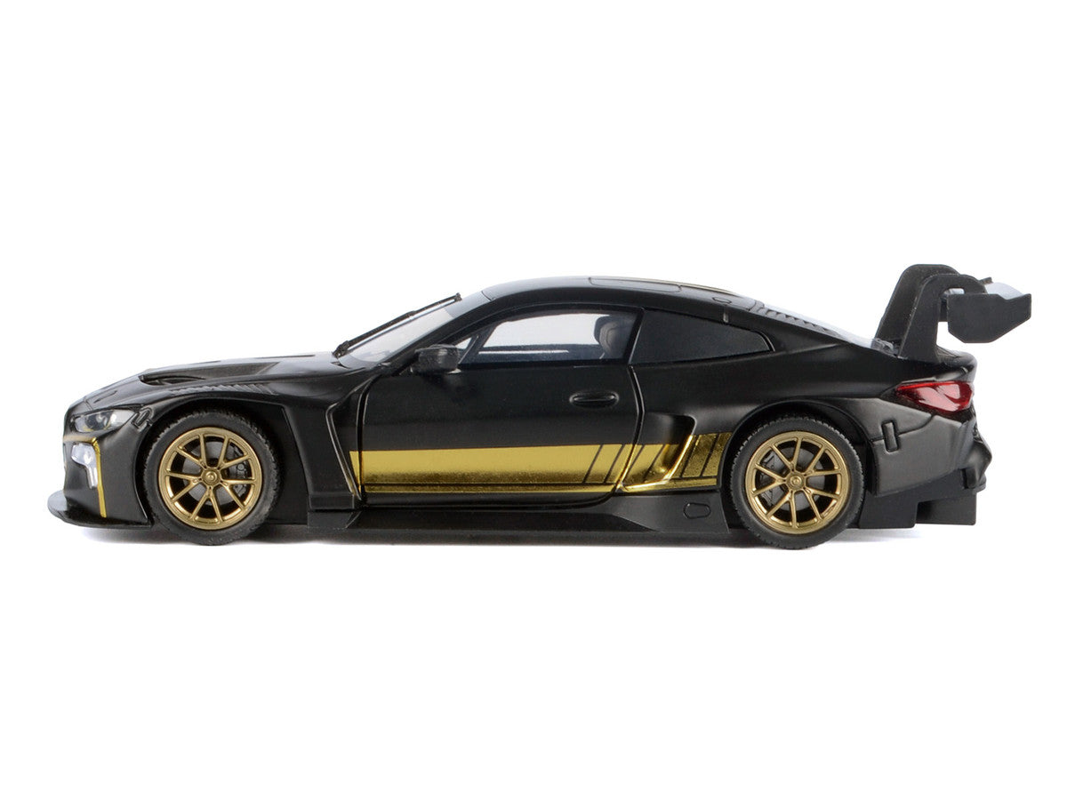 BMW M4 GT3 Matt Black with Gold Stripes "Midnight Eclipse" Series 1/24 Diecast Model Car by Motormax-0