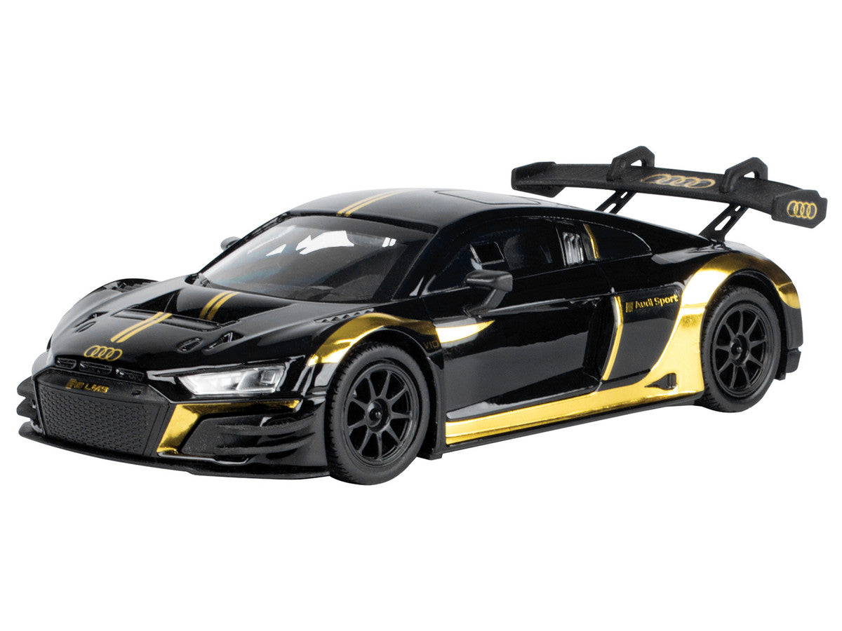 Audi R8 LMS GT3 Black with Gold Stripes and Graphics "Midnight Eclipse" Series 1/24 Diecast Model Car by Motormax-1