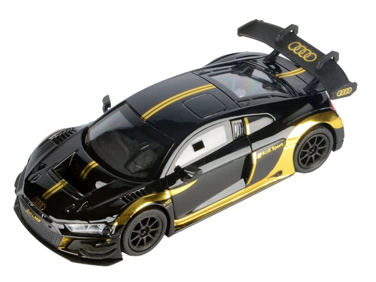 Audi R8 LMS GT3 Black with Gold Stripes and Graphics "Midnight Eclipse" Series 1/24 Diecast Model Car by Motormax-2