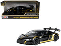 Audi R8 LMS GT3 Black with Gold Stripes and Graphics "Midnight Eclipse" Series 1/24 Diecast Model Car by Motormax-0