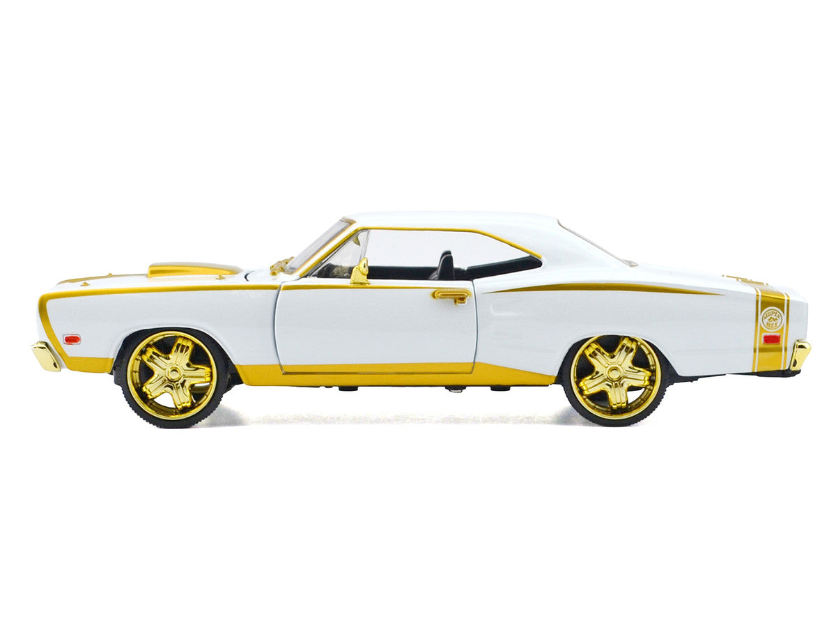 1969 Dodge Coronet Super Bee White Metallic with Gold Accents "Luxe Legends" Series 1/24 Diecast Model Car by Motormax-0