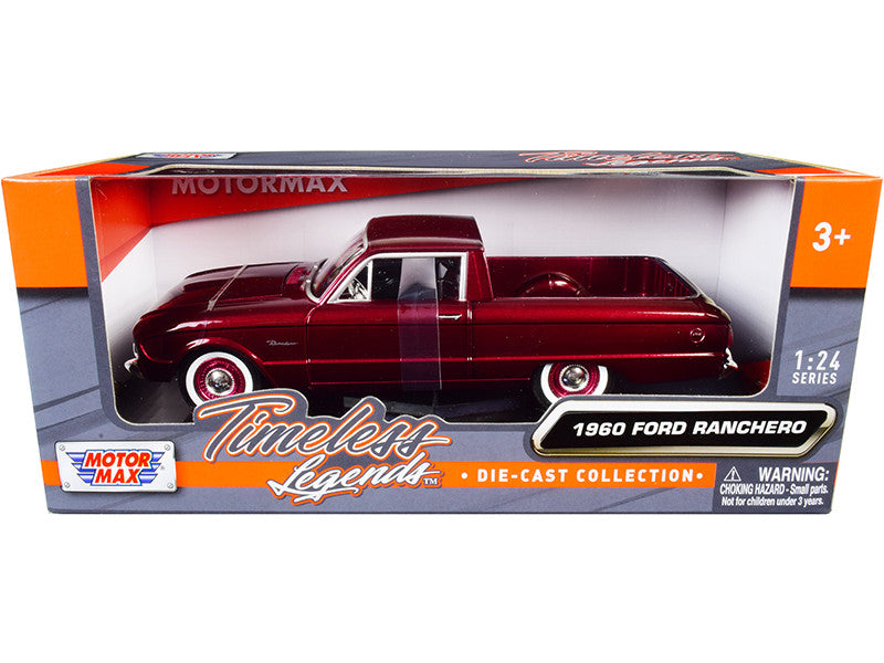 1960 Ford Ranchero Pickup Burgundy Metallic 1/24 Diecast Model Car by Motormax-0