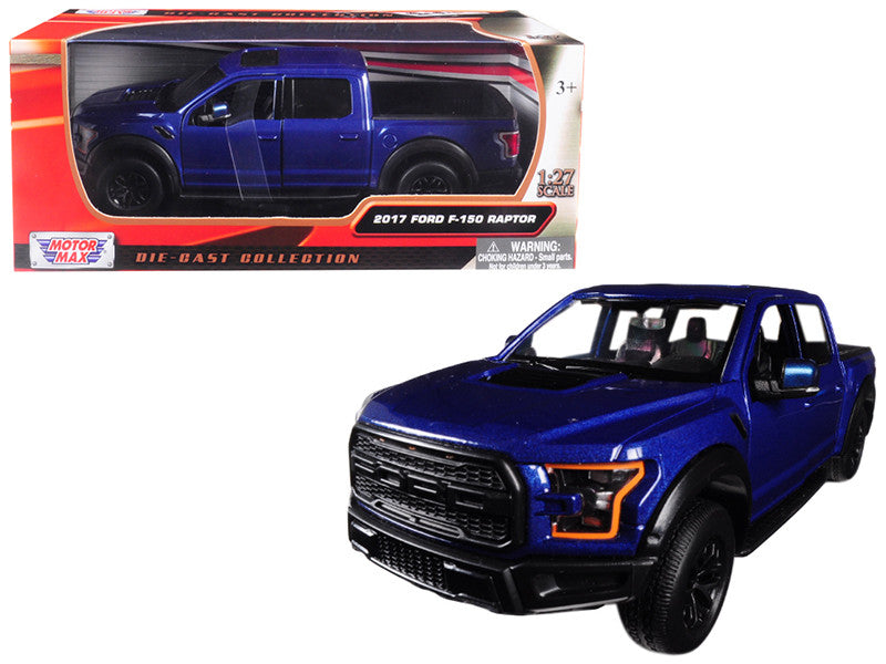 2017 Ford F-150 Raptor Pickup Truck Blue with Black Wheels 1/27 Diecast Model Car by Motormax-0