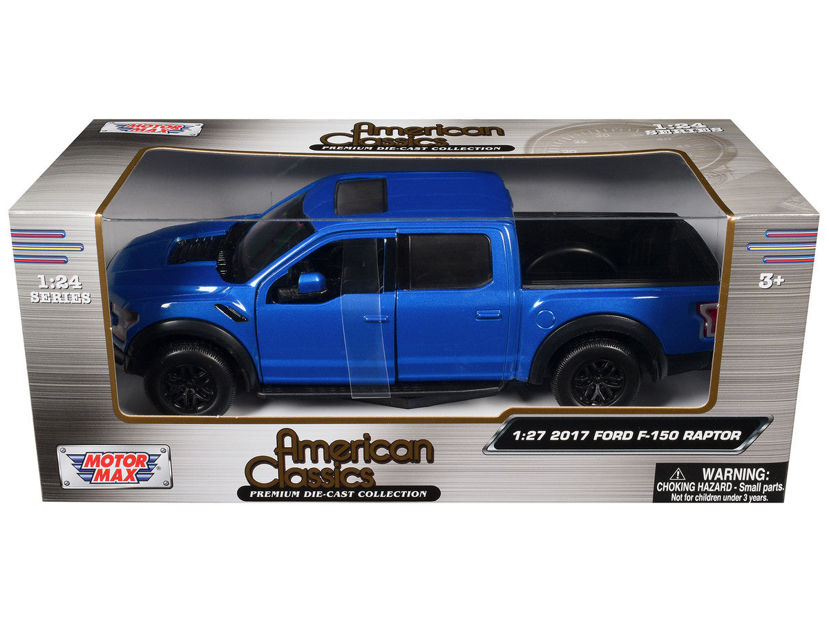 2017 Ford F-150 Raptor Pickup Truck Medium Blue Metallic 1/24-1/27 Diecast Model Car by Motormax-0