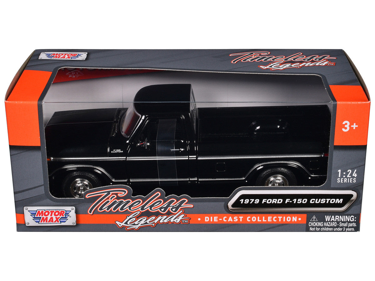 1979 Ford F-150 Custom Pickup Truck Black "Timeless Legends" Series 1/24 Diecast Model Car by Motormax-0