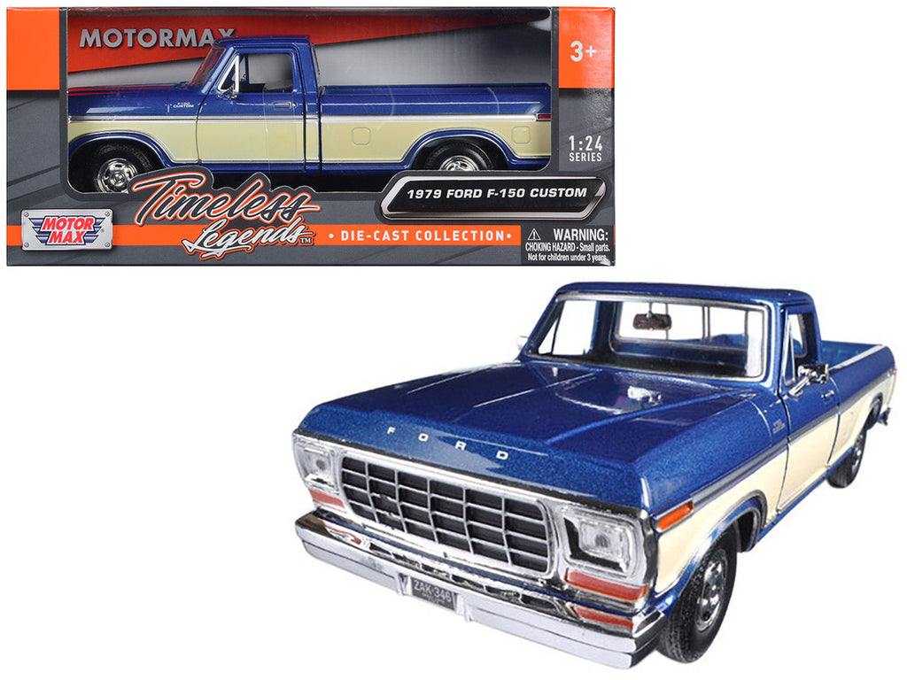 1979 Ford F-150 Pickup Truck 2 Tone Blue/Cream 1/24 Diecast Model Car by Motormax-2