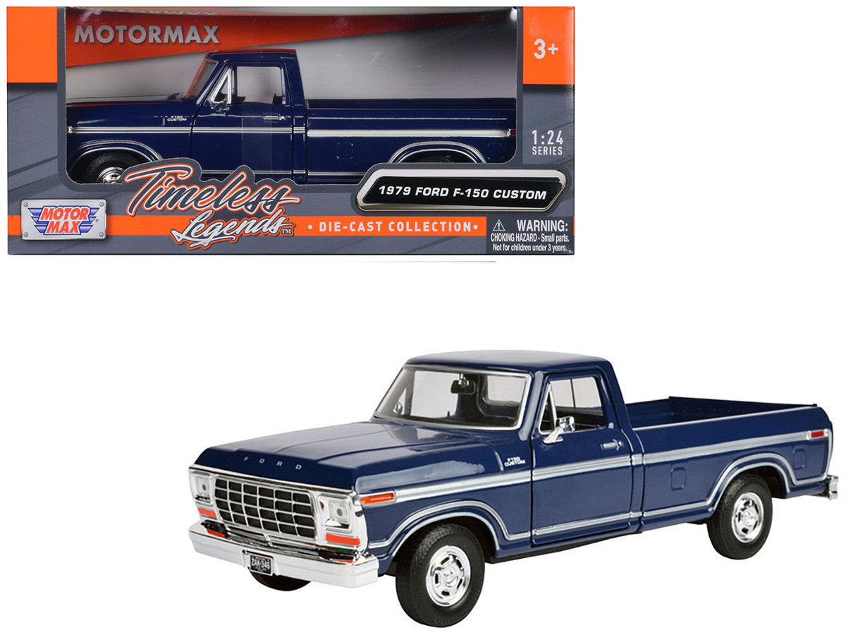 1979 Ford F-150 Pickup Truck Dark Blue 1/24 Diecast Model Car by Motormax-0