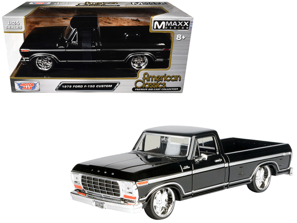 1979 Ford F-150 Custom Pickup Truck Black "Maxx Design" Series 1/24 Diecast Model Car by Motormax-2