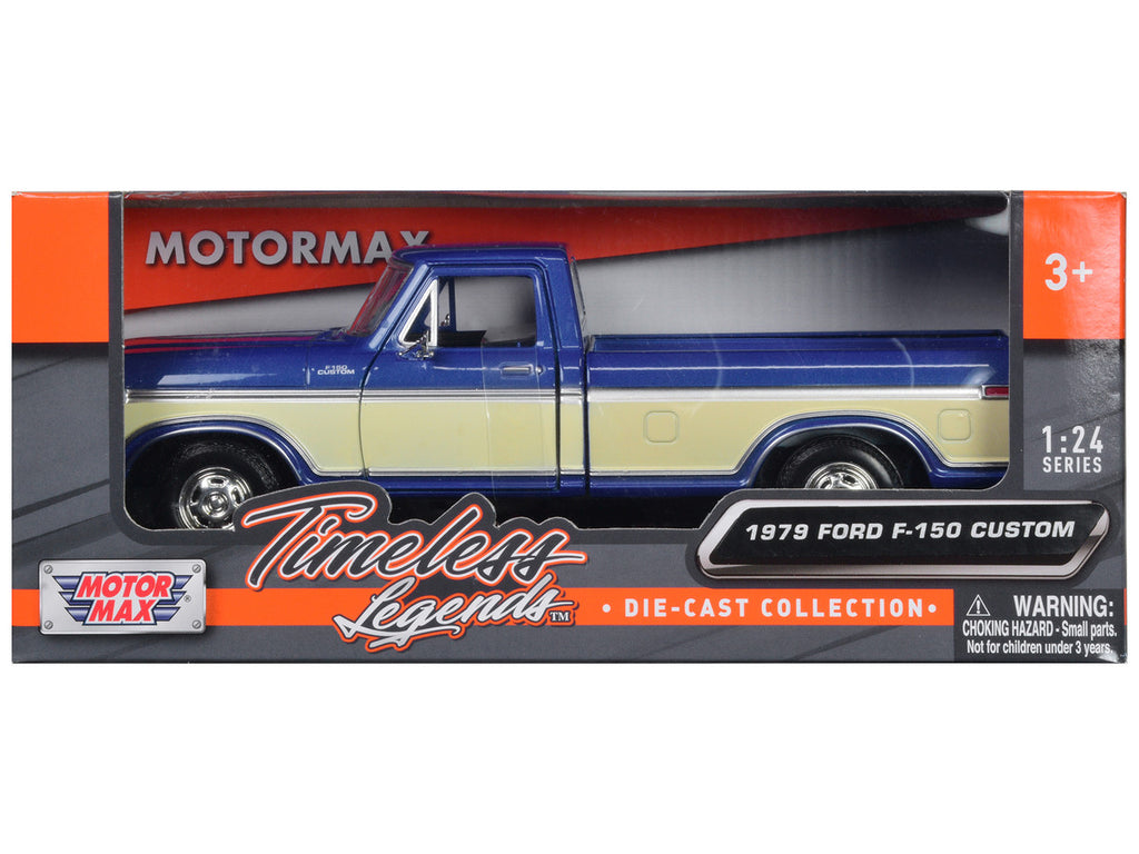 1979 Ford F-150 Pickup Truck 2 Tone Blue/Cream 1/24 Diecast Model Car by Motormax-1