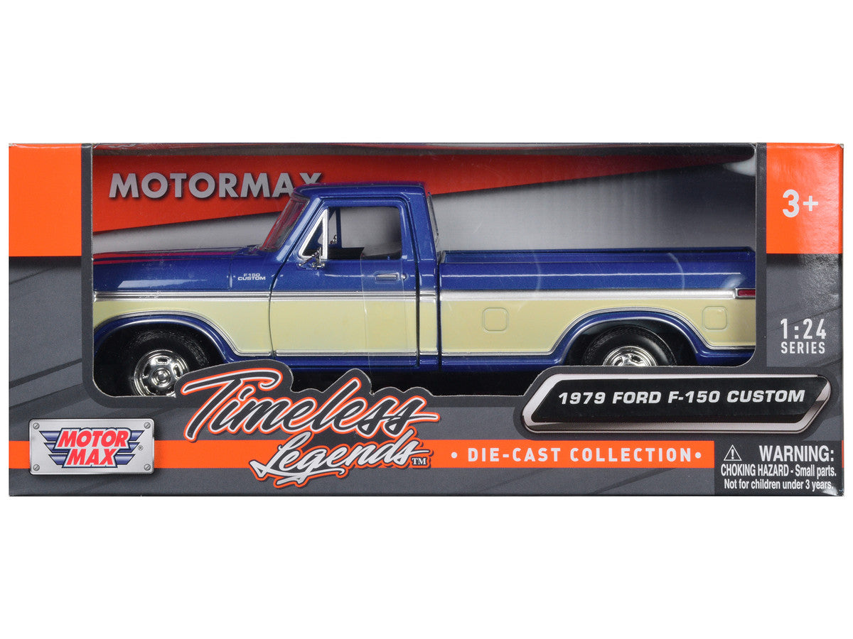 1979 Ford F-150 Pickup Truck 2 Tone Blue/Cream 1/24 Diecast Model Car by Motormax-1
