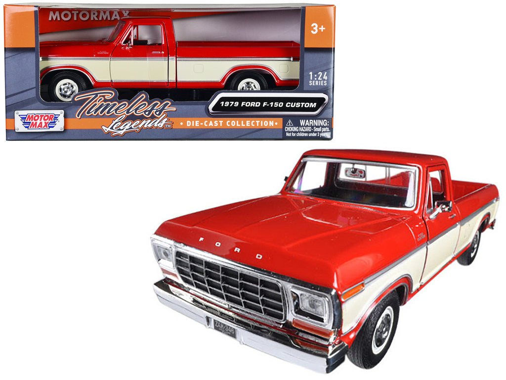 1979 Ford F-150 Pickup Truck Red and Cream 1/24 Diecast Model Car by Motormax-2