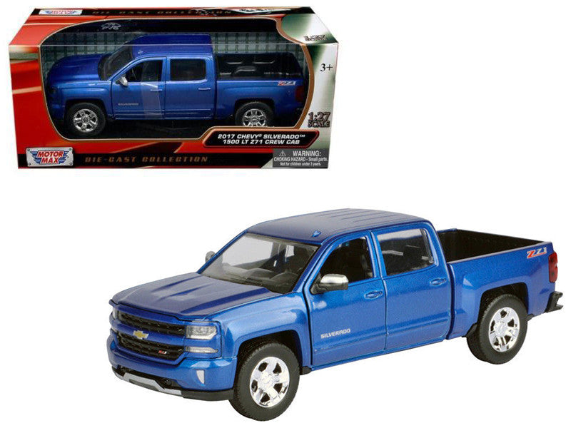2017 Chevrolet Silverado 1500 LT Z71 Crew Cab Pickup Truck Blue 1/27 Diecast Model Car by Motormax-0