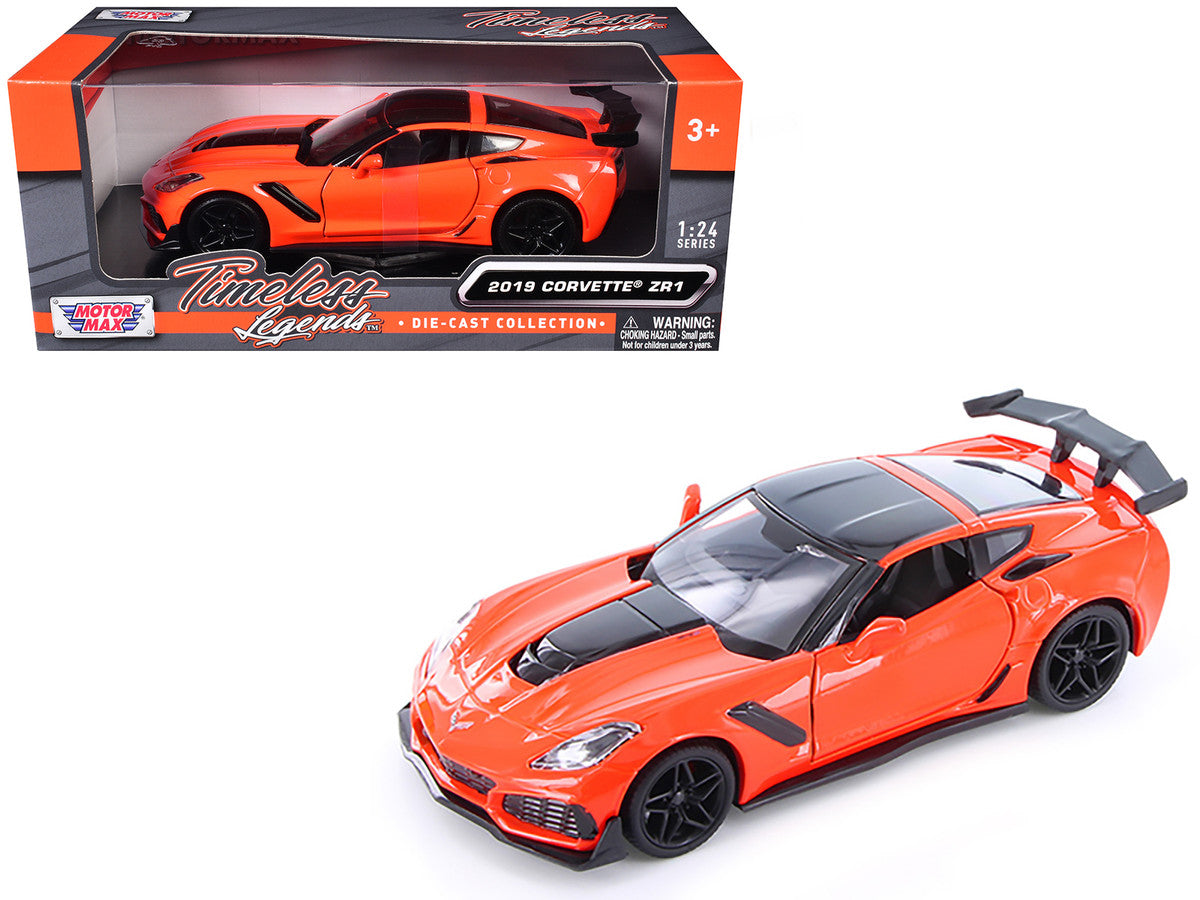 2019 Chevrolet Corvette ZR1 Orange with Black Accents 1/24 Diecast Model Car by Motormax-2