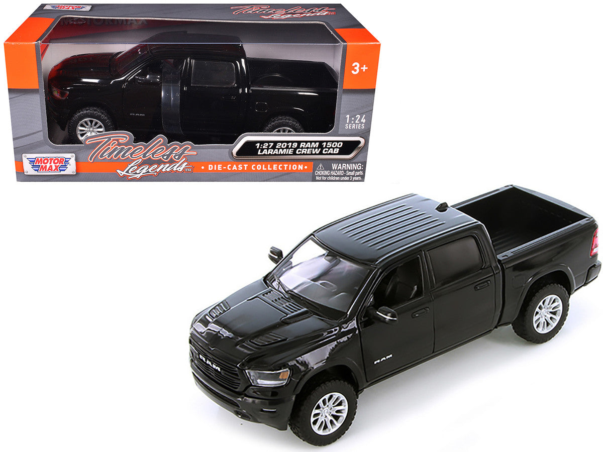 2019 RAM 1500 Laramie Crew Cab Pickup Truck Black 1/24 Diecast Model Car by Motormax-2