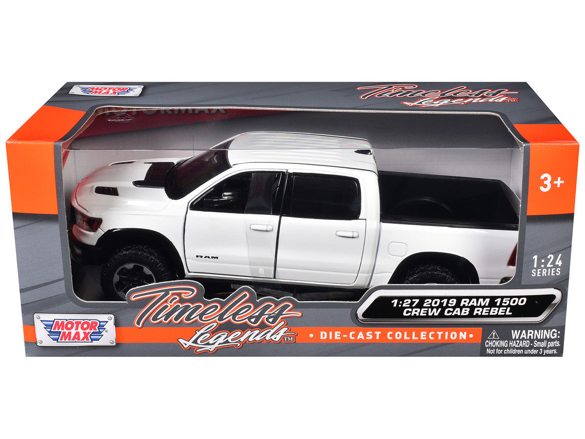 2019 RAM 1500 Rebel Crew Cab Pickup Truck White 1/24-1/27 Diecast Model Car by Motormax-0