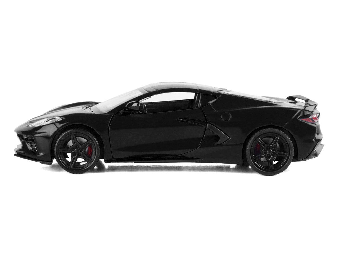 2020 Chevrolet Corvette C8 Stingray Black with Silver Stripes "Timeless Legends" Series 1/24 Diecast Model Car by Motormax-0