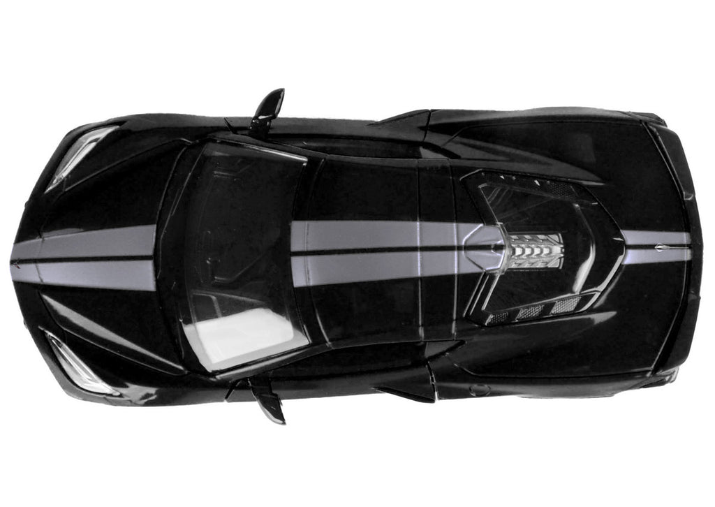 2020 Chevrolet Corvette C8 Stingray Black with Silver Stripes "Timeless Legends" Series 1/24 Diecast Model Car by Motormax-1