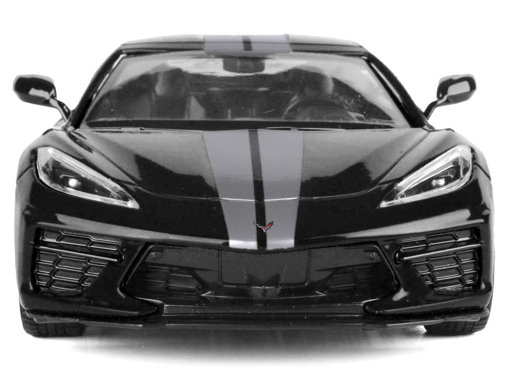 2020 Chevrolet Corvette C8 Stingray Black with Silver Stripes "Timeless Legends" Series 1/24 Diecast Model Car by Motormax-2
