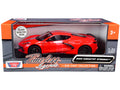 2020 Chevrolet Corvette C8 Stingray Red with Silver Racing Stripes "Timeless Legends" 1/24 Diecast Model Car by Motormax-0