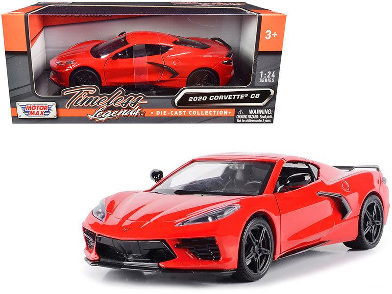2020 Chevrolet Corvette C8 Stingray Red "Timeless Legends" 1/24 Diecast Model Car by Motormax-0
