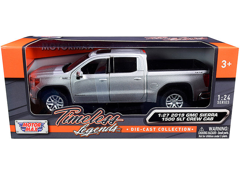 2019 GMC Sierra 1500 SLT Crew Cab Pickup Truck Silver Metallic 1/24-1/27 Diecast Model Car by Motormax-0