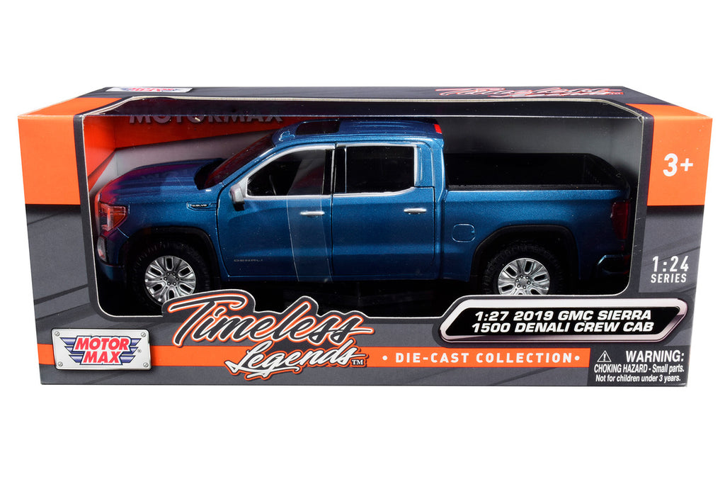 2019 GMC Sierra 1500 Denali Crew Cab Pickup Truck Blue Metallic 1/24-1/27 Diecast Model Car by Motormax-2