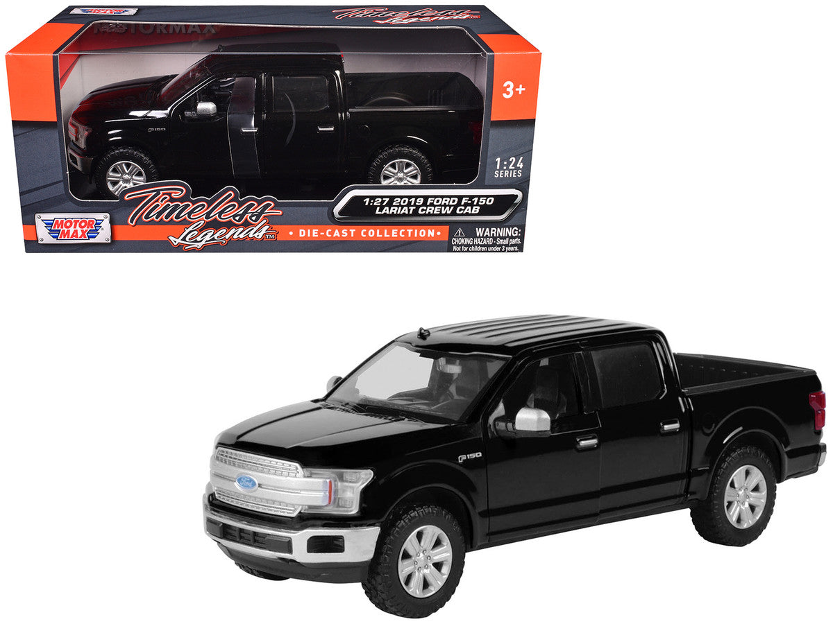 2019 Ford F-150 Lariat Crew Cab Pickup Truck Black 1/24-1/27 Diecast Model Car by Motormax-0