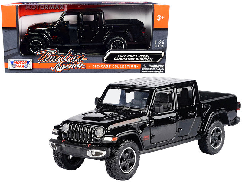 2021 Jeep Gladiator Rubicon (Closed Top) Pickup Truck Black 1/24-1/27 Diecast Model Car by Motormax-0