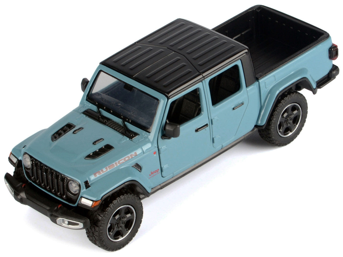 2021 Jeep Gladiator Rubicon (Closed Top) Pickup Truck Blue with Black Top 1/24-1/27 Diecast Model Car by Motormax-2
