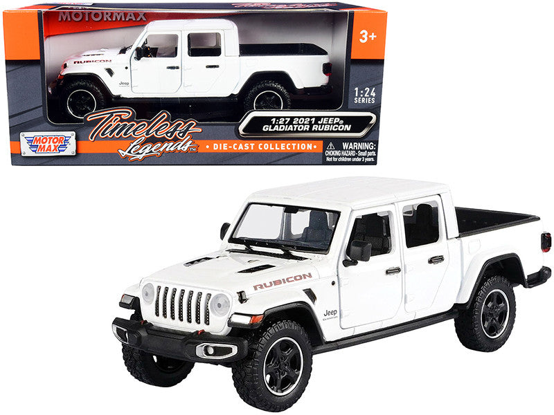 2021 Jeep Gladiator Rubicon (Closed Top) Pickup Truck White 1/24-1/27 Diecast Model Car by Motormax-0