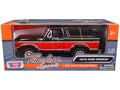 1978 Ford Bronco Ranger XLT with Spare Tire Black and Red "Timeless Legends" Series 1/24 Diecast Model Car by Motormax-0