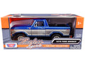 1978 Ford Bronco Ranger XLT (Open Top) with Spare Tire Blue Metallic and Silver "Timeless Legends" Series 1/24 Diecast Model Car by Motormax-0