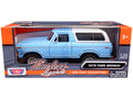 1978 Ford Bronco Custom Light Blue and White "Timeless Legends" Series 1/24 Diecast Model Car by Motormax-0