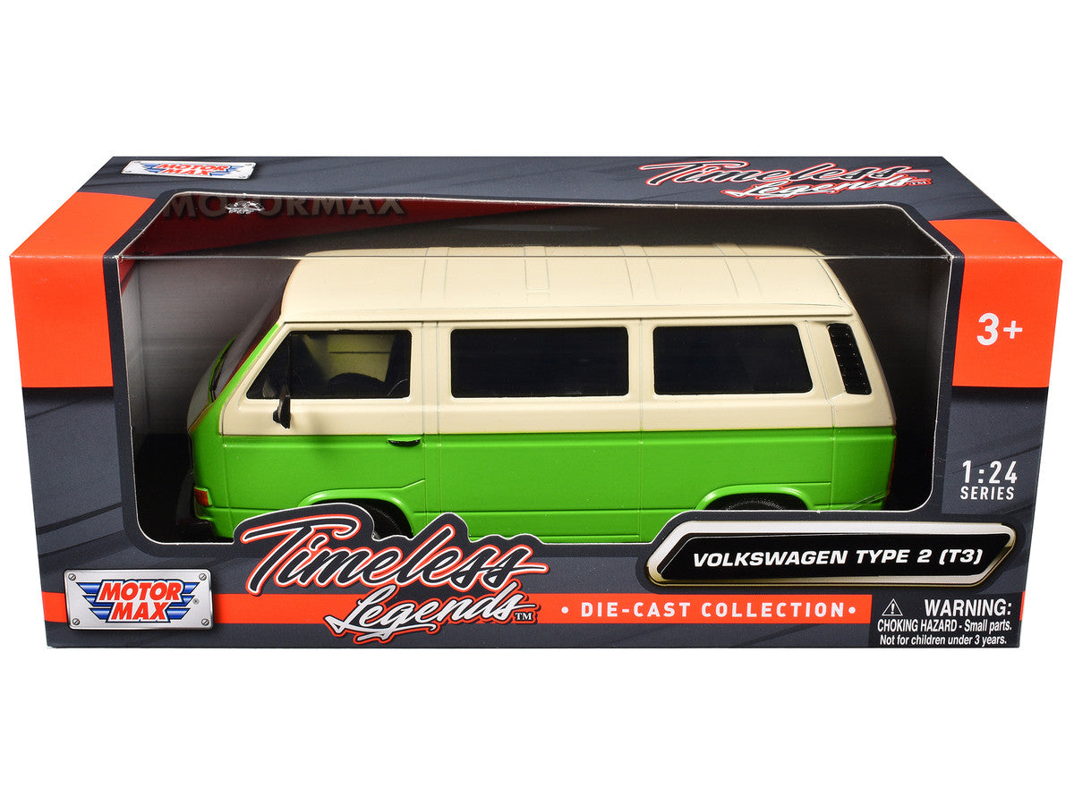 Volkswagen Type 2 (T3) Van Green and Beige "Timeless Legends" Series 1/24 Diecast Model Car by Motormax-0